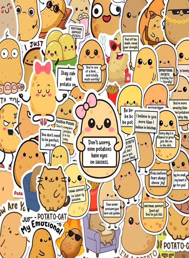 BEATRI Potato Stickers Waterproof Vinyl 50Pcs Positive Potato Decor & Party Favors for Laptop, Water Bottle, Skateboard & Travel Gear | Non-Repeating Decals, High-Definition Print - Image 1